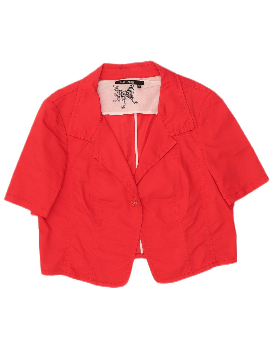 Marc Aurel Damen Crop 1 Knopf Kurzarm Blazer Jacke IT 42 Mittelrot