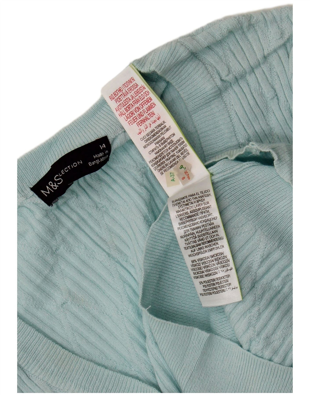 Marks & Spencer Damen-Pullover mit 3/4-Ärmeln und V-Ausschnitt, Gr. 14, Mittelblau