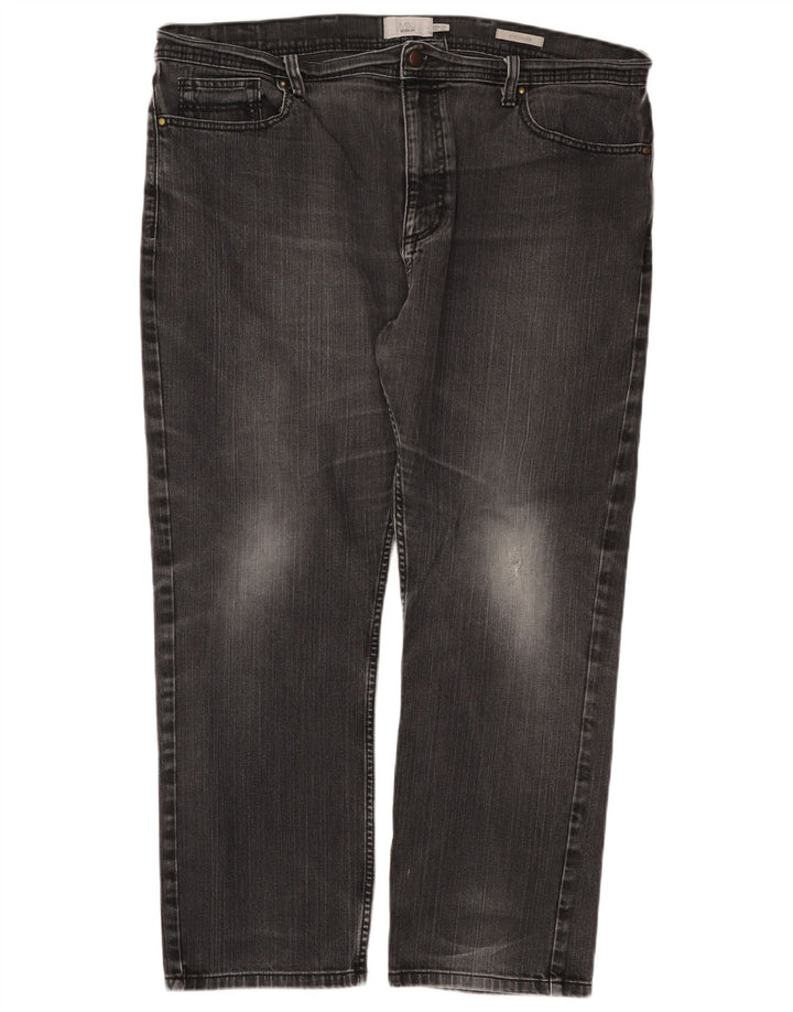 Marks & Spencer Herren Regular Straight Jeans W40 L29 Schwarze Baumwolle