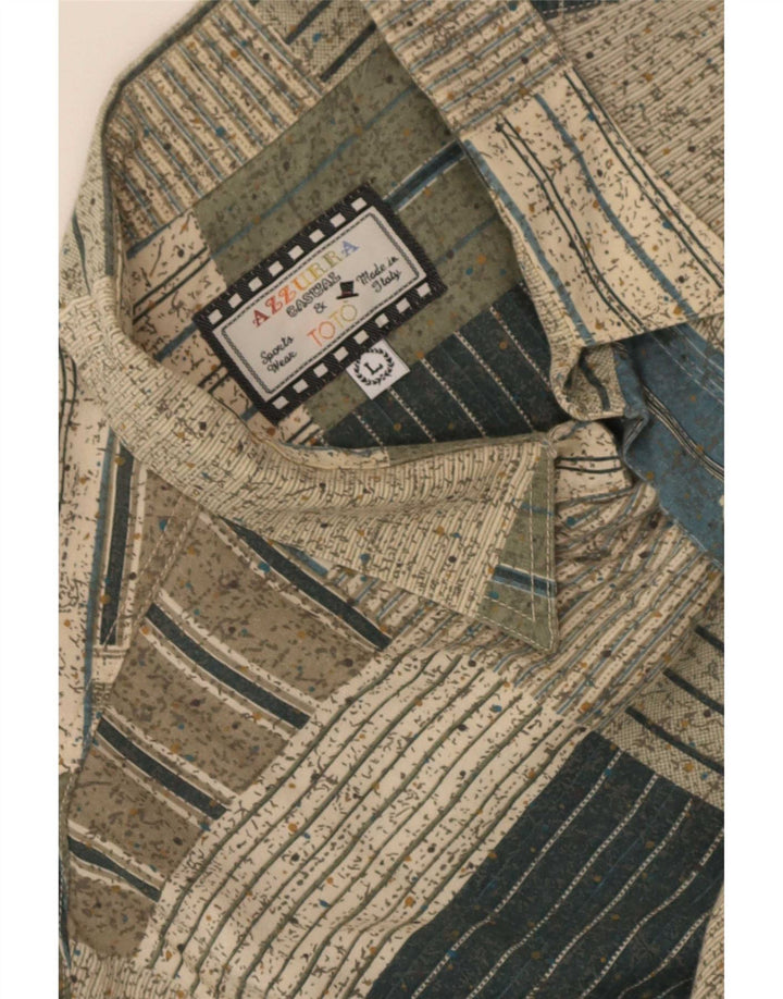 Azzurra Herren-Hemd, groß, grün, Patchwork-Baumwolle