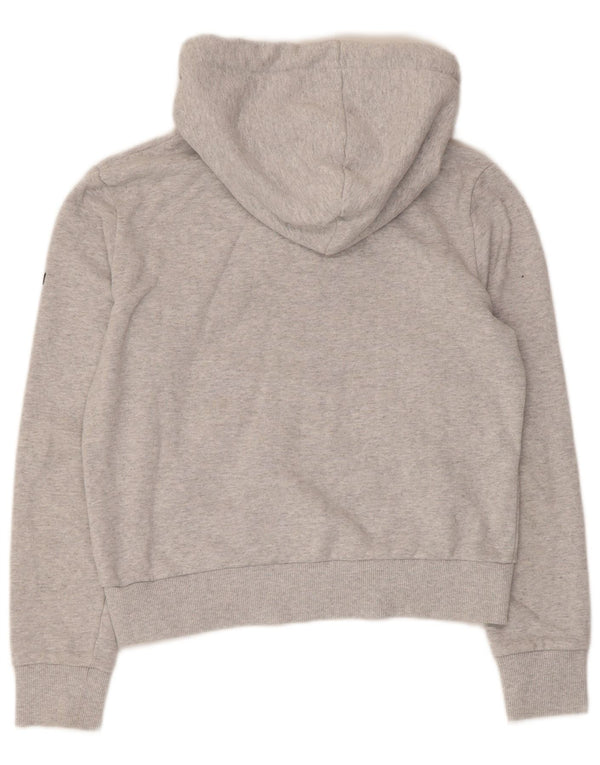 Superdry Damen-Kapuzenpullover mit Grafik, UK 10, Größe S, Grau, Baumwolle