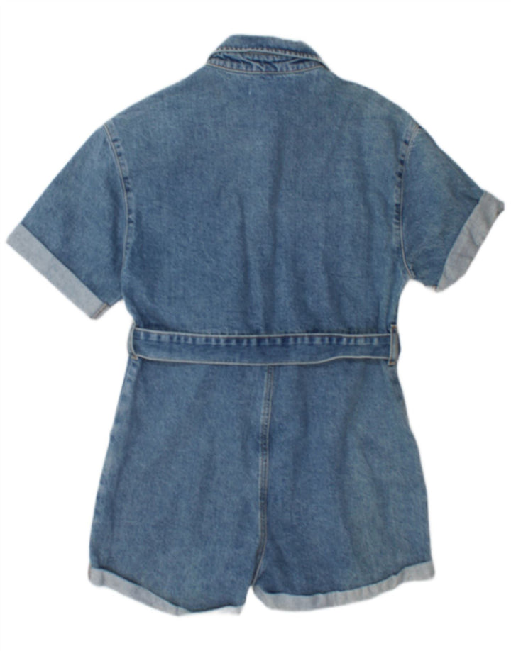 Topshop Womens Denim Playsuit UK 10 Small Blaue Baumwolle