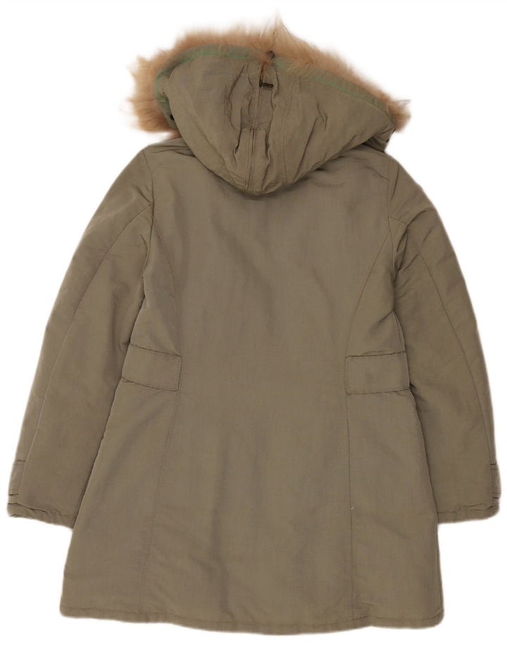 Marella Damen-Kapuzen-Übergröße, gepolsterter Mantel, Größe S, Khaki, Polyamid