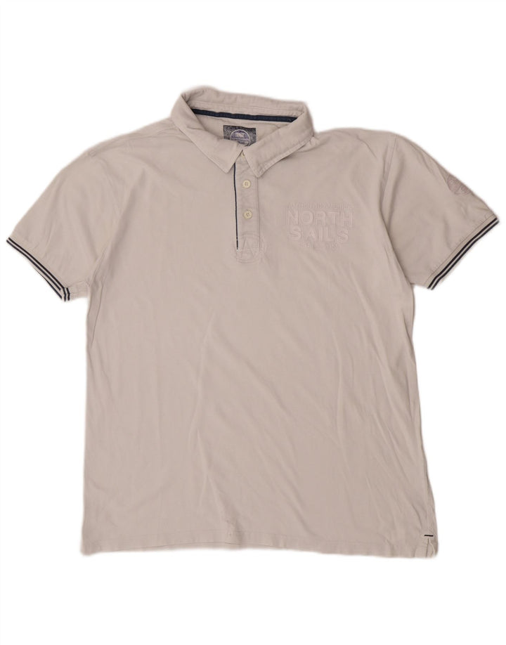 North Sails Herren-Poloshirt mit Grafik, 2XL, weiße Baumwolle