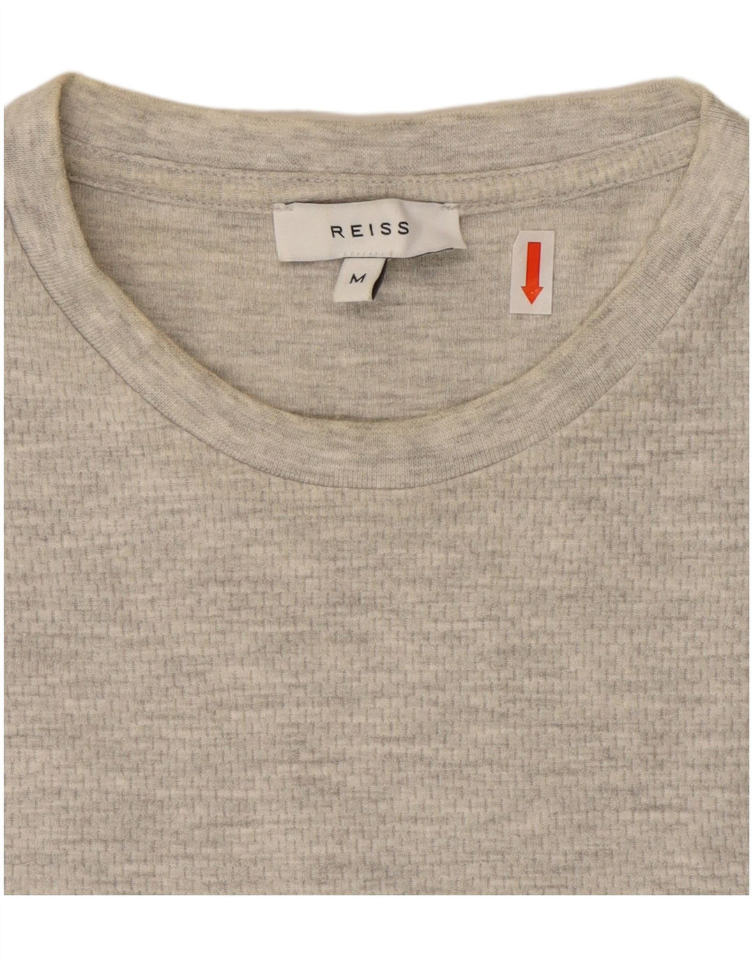 Reiss Herren-T-Shirt-Oberteil aus mittelgrau gesprenkelter Baumwolle