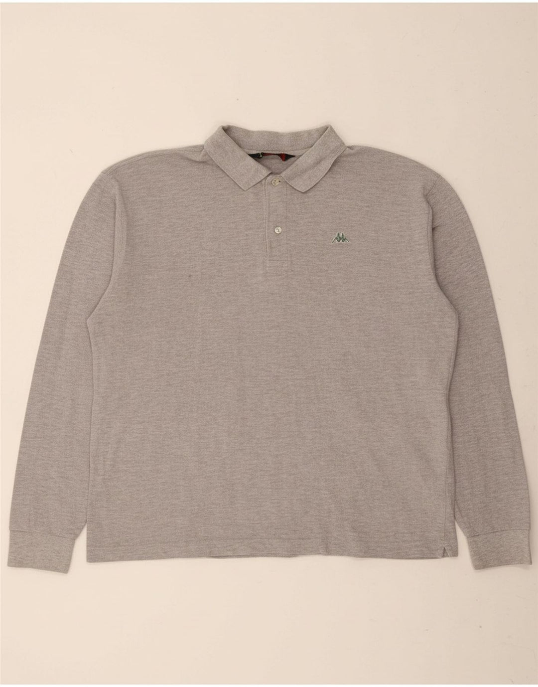 KAPPA Mens Long Sleeve Polo Shirt XL Grey Cotton
