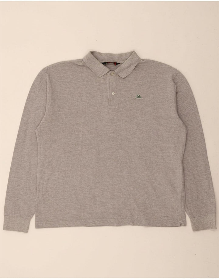 KAPPA Mens Long Sleeve Polo Shirt XL Grey Cotton