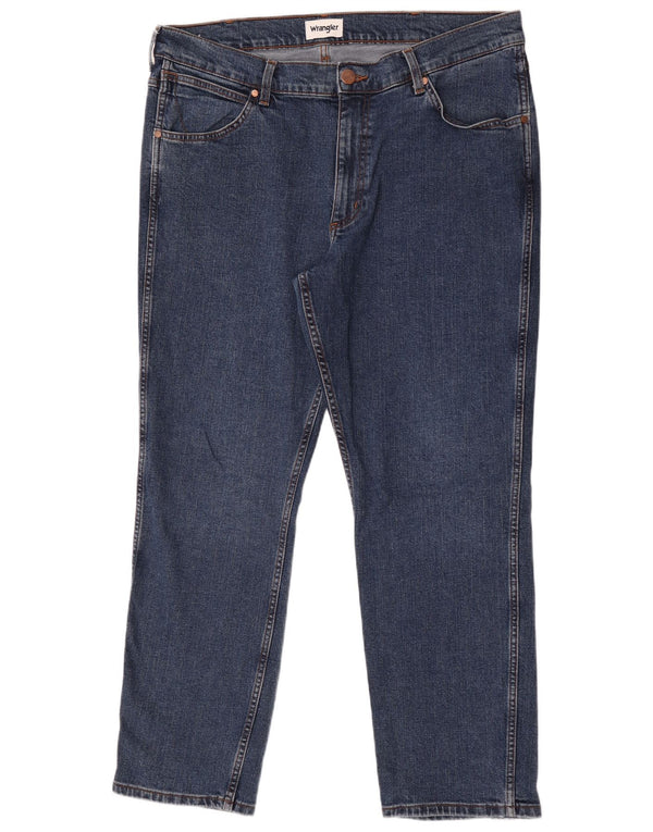 Wrangler Mens Greensboro Regular Fit Straight Jeans W38 L30 Blaue Baumwolle