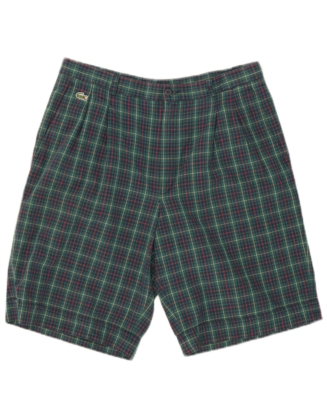 Lacoste Herren Pegged Chino Shorts Größe 42 Medium W31 Grün karierte Baumwolle