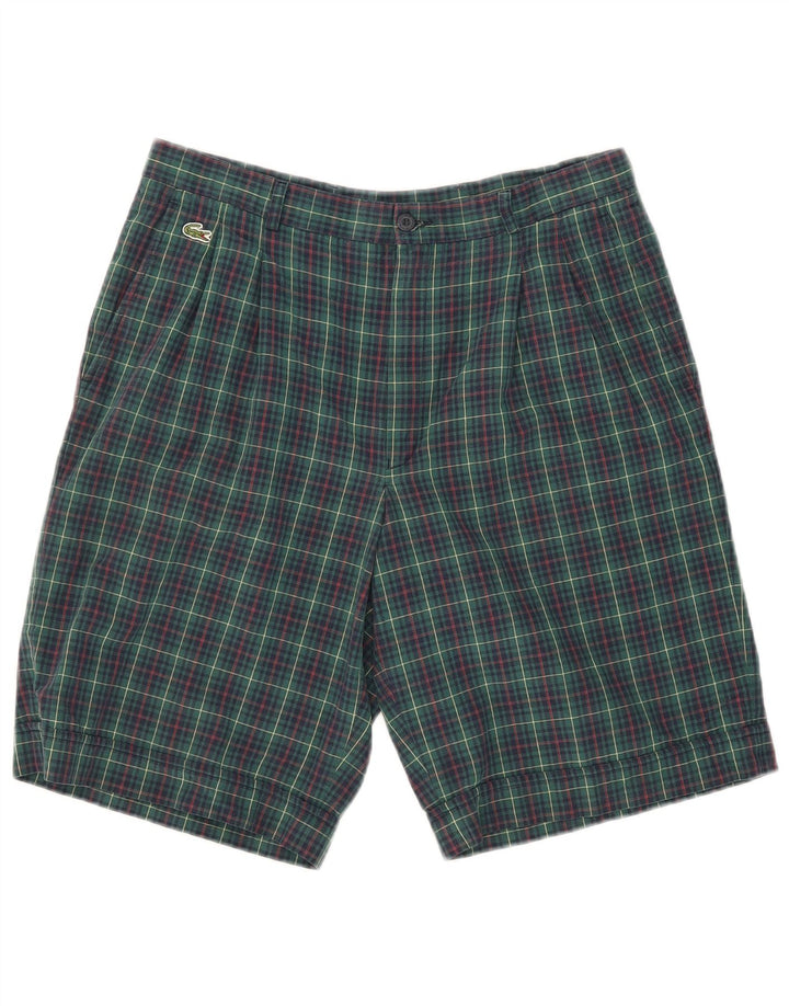 Lacoste Herren Pegged Chino Shorts Größe 42 Medium W31 Grün karierte Baumwolle