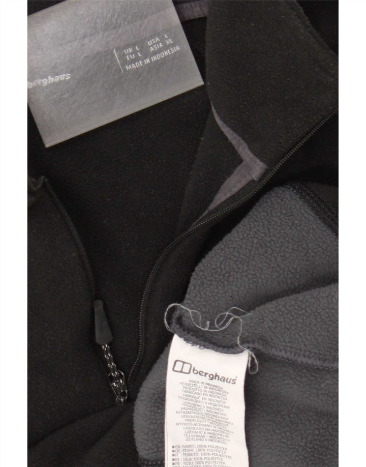 Berghaus Herren-Fleecepullover mit Reißverschluss am Hals, großes schwarzes Farbblock-Polyester