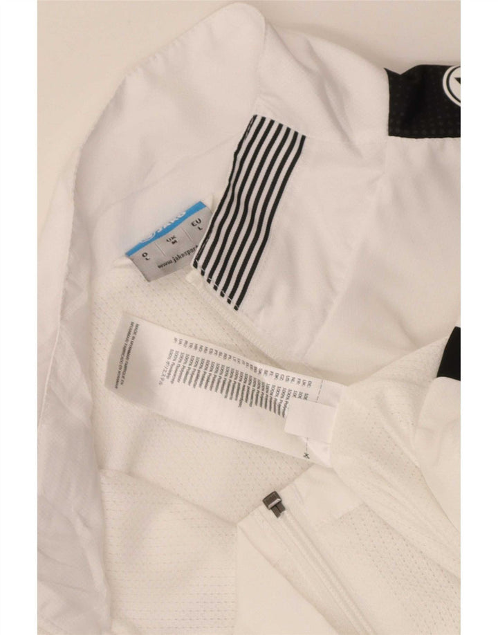 Jako Herren-Trainingsanzugoberteil mit Grafik, mittelweißes Farbblock-Polyester