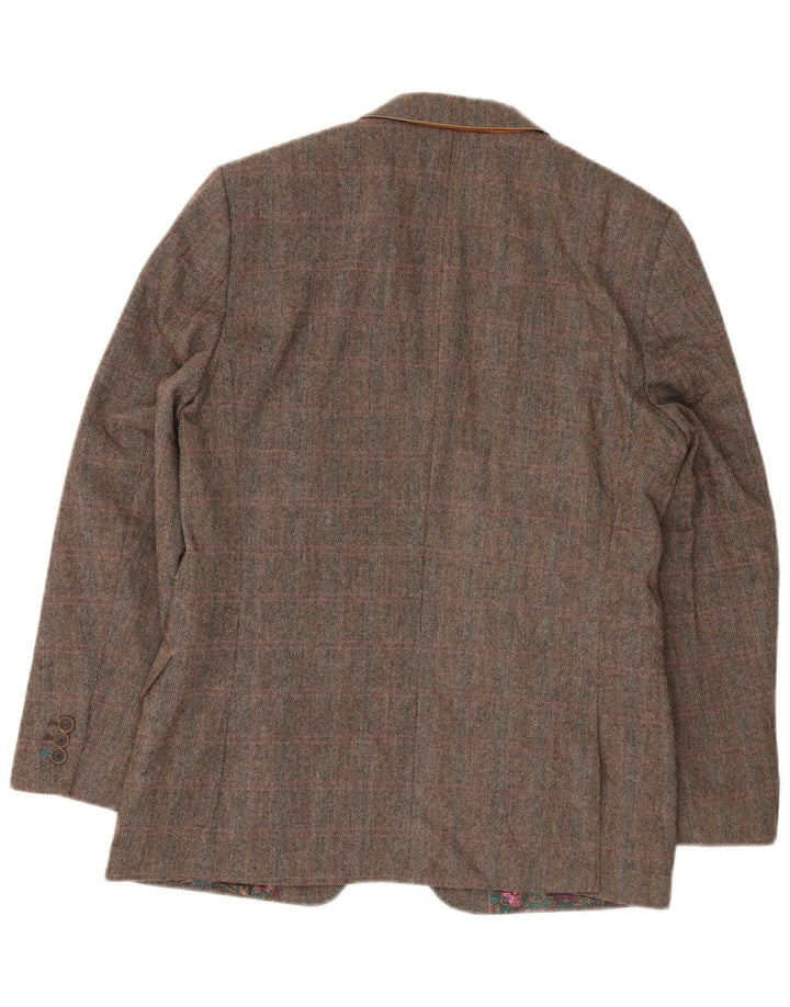 Ted Baker Herren-Blazer mit normaler Passform, Größe 40, Braun, Fischgrätenmuster