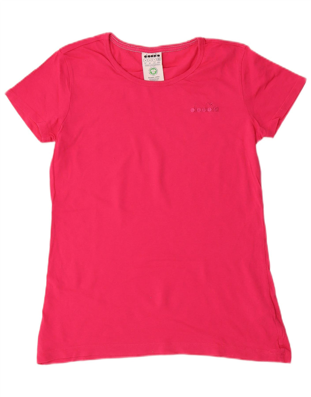 DIADORA Damen T-Shirt Top UK 12 Mittelrosa Baumwolle