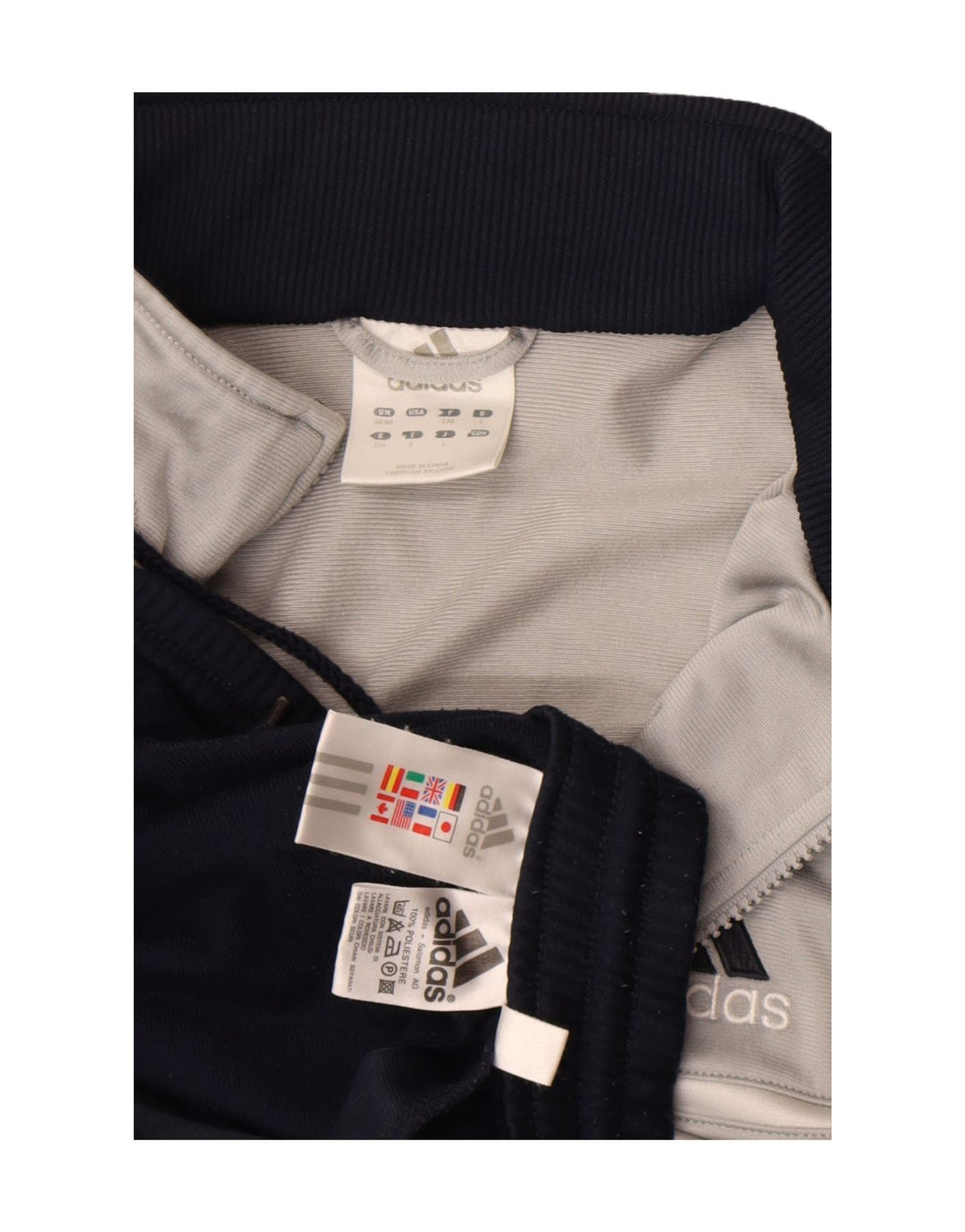 Adidas Herren-Trainingsanzug, UK, 38/40, mittelgraues Colourblock-Polyester