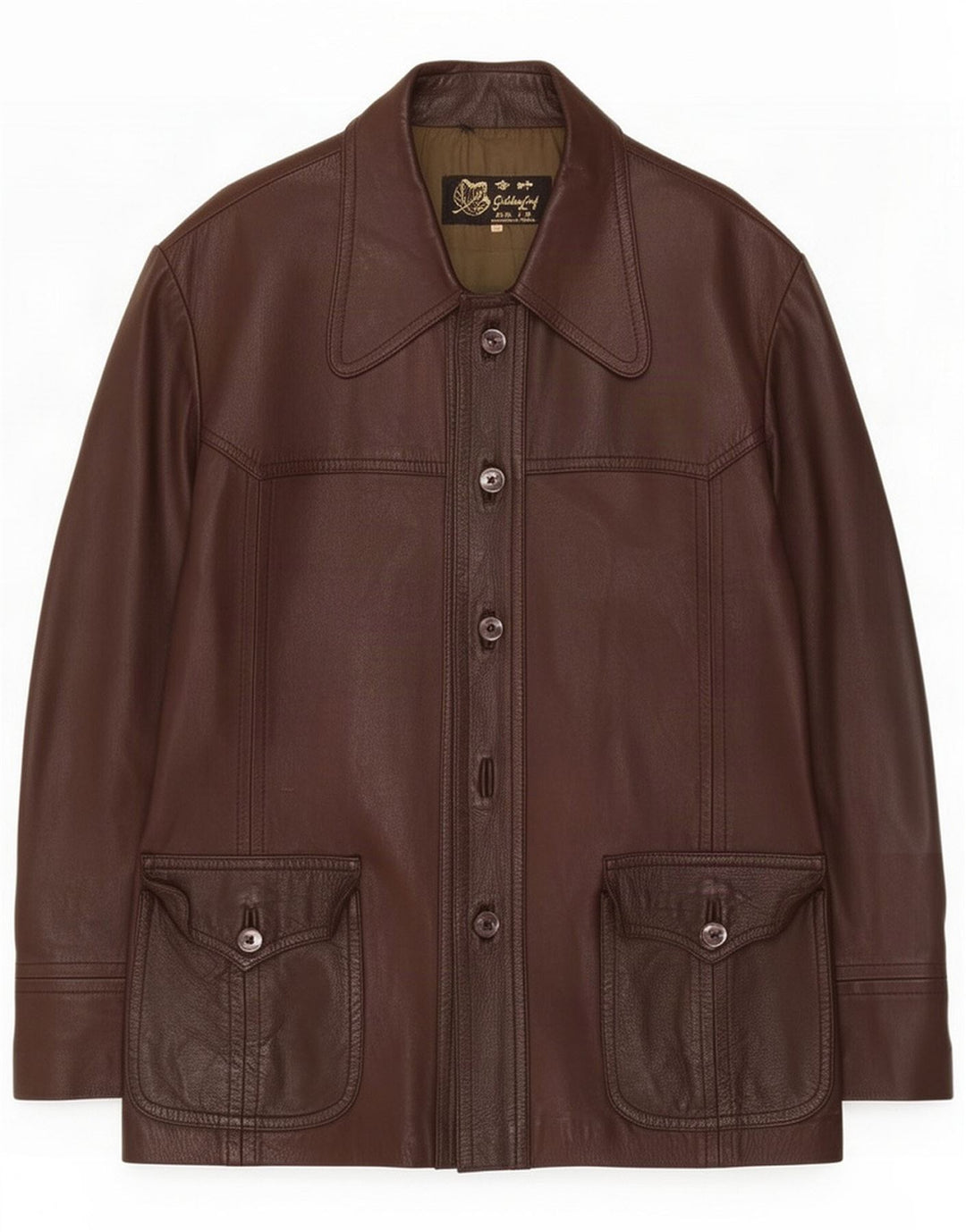 Golden Leaf Herren Lederjacke UK 38 Mittelbraun