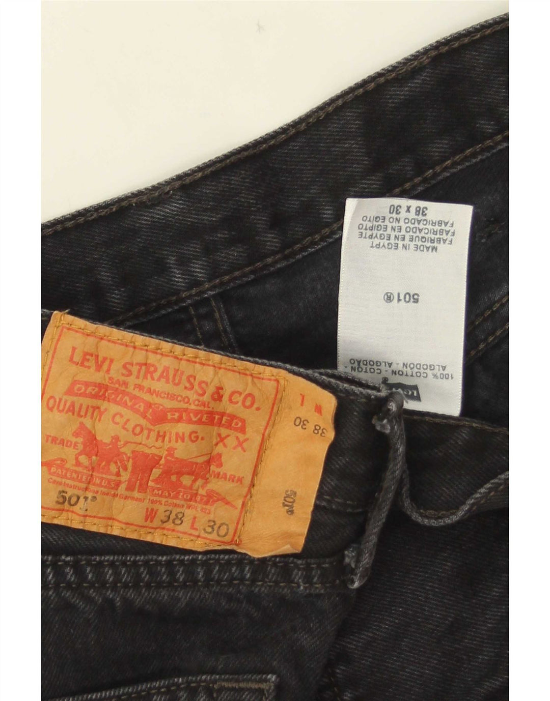 Levi's Herren 501 Straight Jeans W38 L30 schwarze Baumwolle