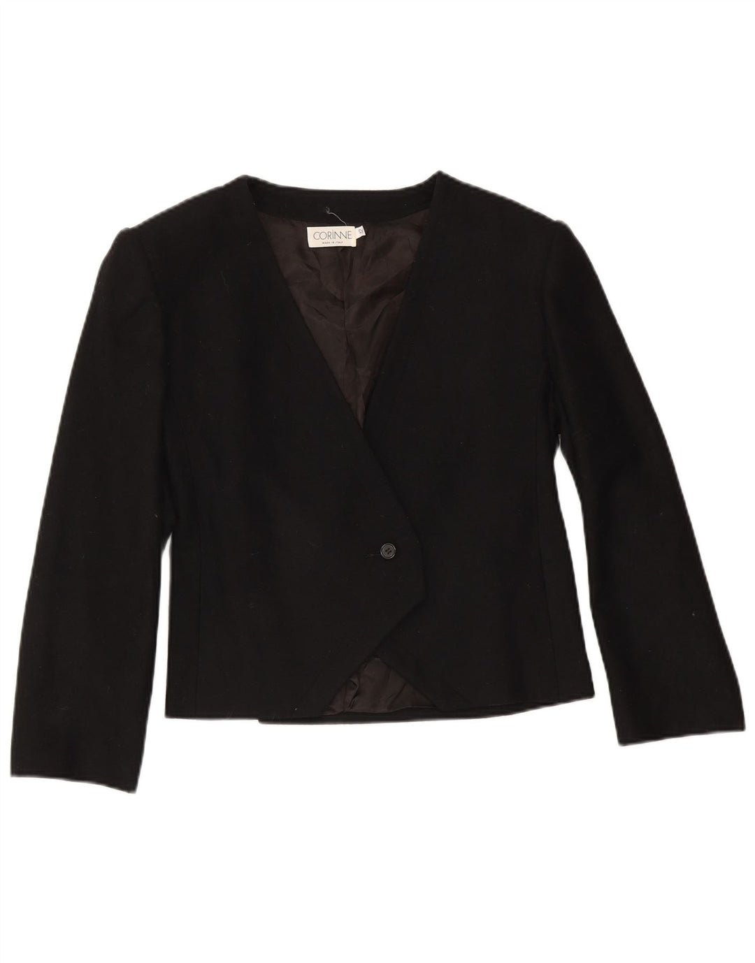 Vintage Damen 1 Knopf Blazer Jacke IT 42 Medium Schwarz