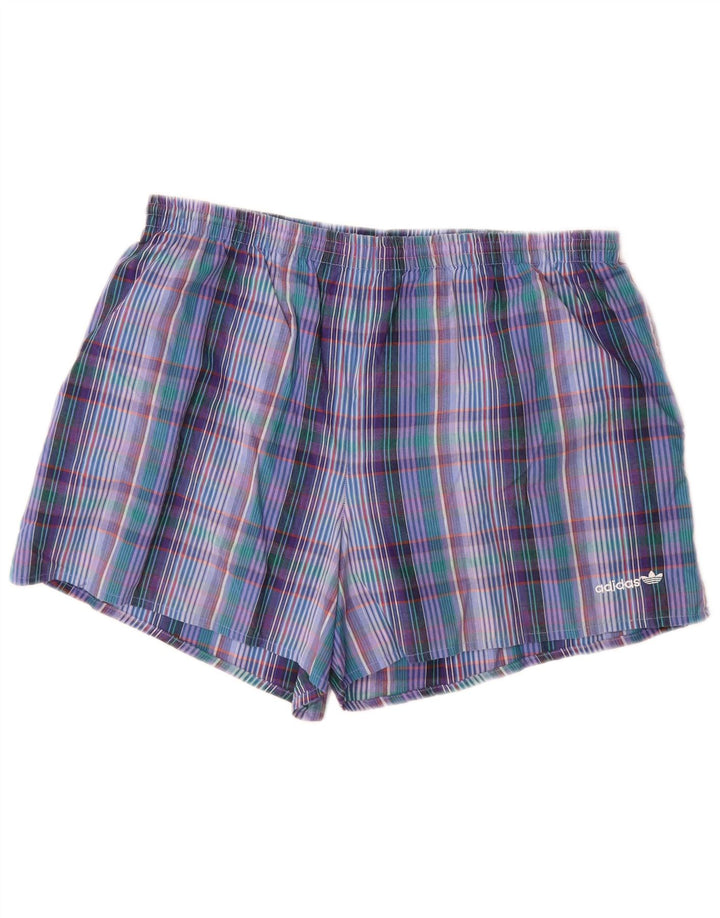 ADIDAS Herren-Badeshorts, groß, blau kariert, Baumwolle