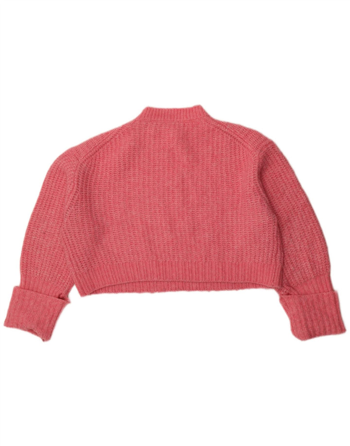 Zara Damen Crop Oversized Pullover mit Rundhalsausschnitt, UK 14, Mittelrosa