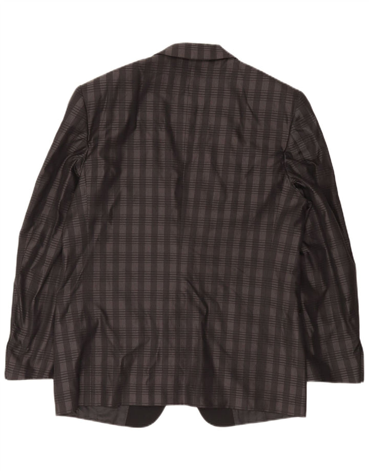 BOCCHESE Herren 1-Knopf-Blazerjacke IT 52 XL grau karierte Seide