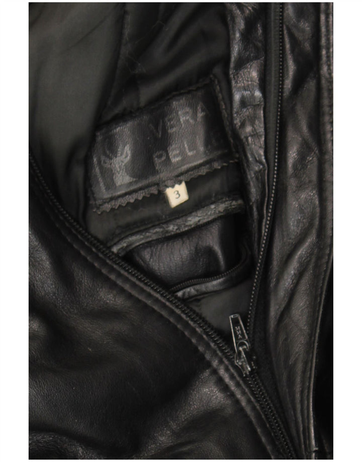 VINTAGE Herren Militärlederjacke UK 38 Mittelschwarzes Leder