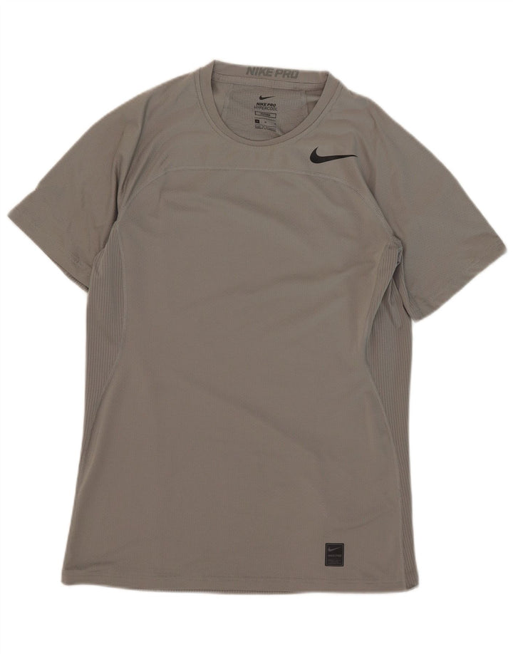 Nike Tailliertes Herren-T-Shirt-Oberteil aus mittelgrauem Polyester