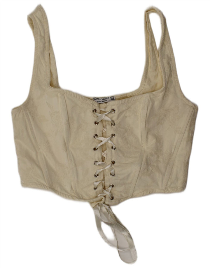 Stradivarius Damen Crop-Korsett-Oberteil, Größe L, gebrochenes Weiß