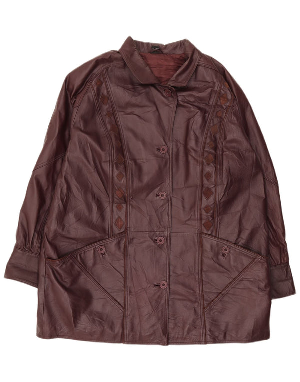 Vintage Damen Ledermantel UK 24 4XL Burgund Argyle/Diamond Leder