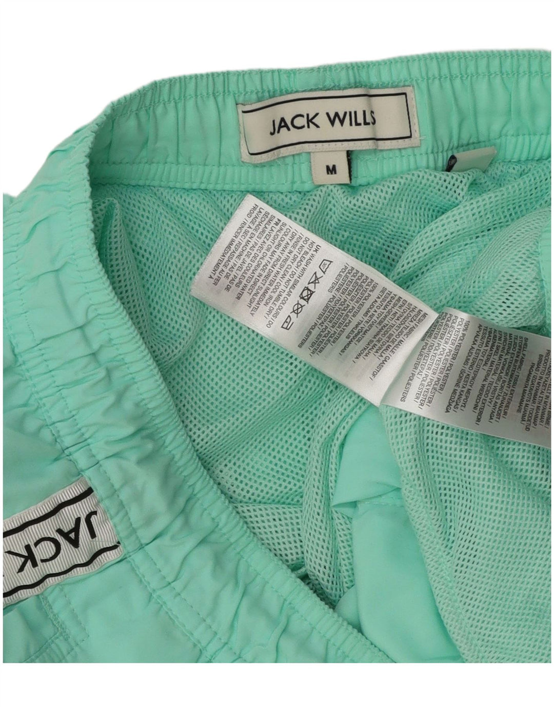Jack Wills Herren-Badeshorts mit Grafik, mittelgroß, Türkis, Farbblockdesign