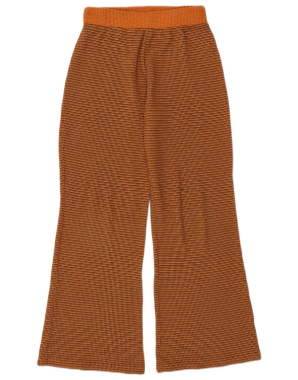 Zara Damen Knit Flare Trainingshose UK 12 Mittelorange gestreift