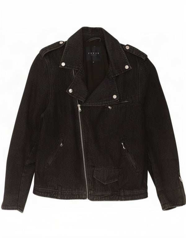Vintage Herren Denim Biker Jacke UK 36 Small Schwarz Baumwolle