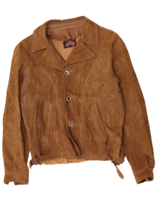 Vintage Herren Wildlederjacke IT 48 Medium Beige