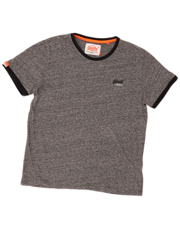Superdry Herren-T-Shirt-Oberteil 2XL aus grau melierter Baumwolle