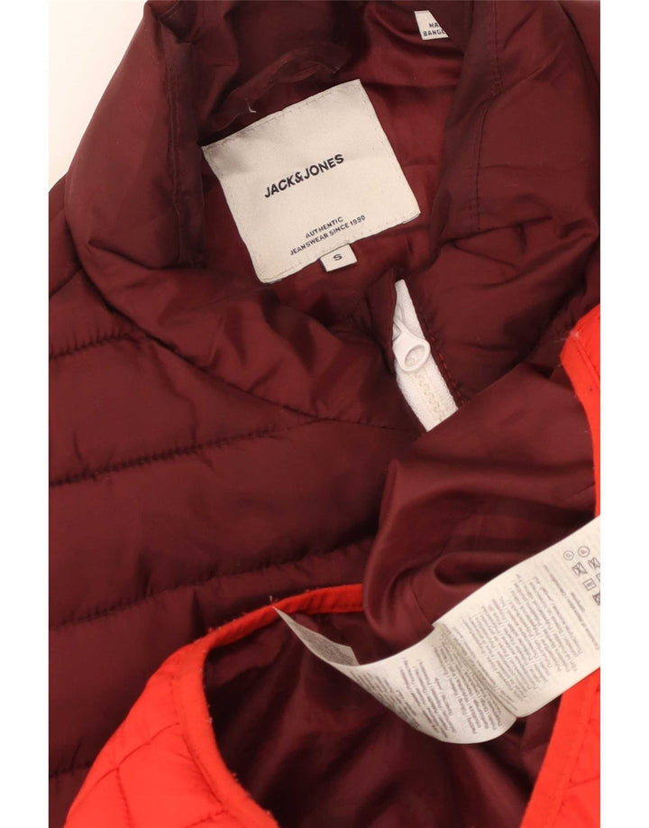 Jack & Jones Herren Wattierte Weste UK 36 Small Rot Colourblock Polyester