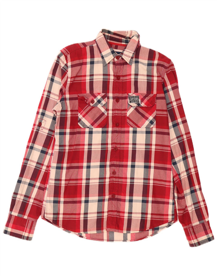 Superdry Herrenhemd aus Baumwolle, groß, rot kariert