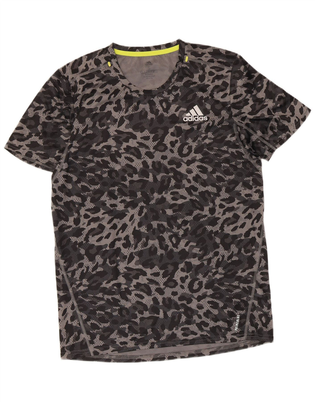 Adidas Herren Aeroready T-Shirt Top Small Graues Polyester mit Animal-Print