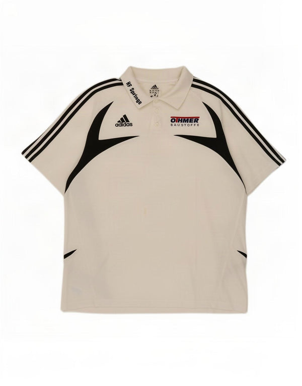 Adidas Herren-Poloshirt mit Grafik, UK 48/50, XL, weiße Colourblock-Baumwolle