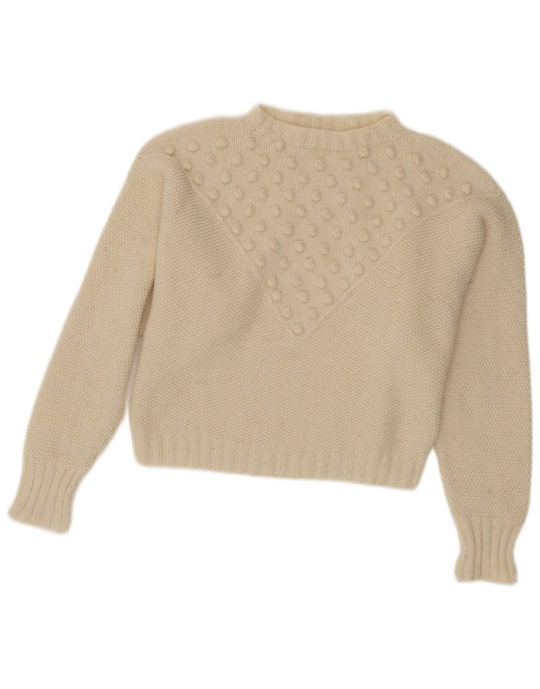 Vintage Damen Crop Rollkragenpullover Pullover UK 10 Small Weiß