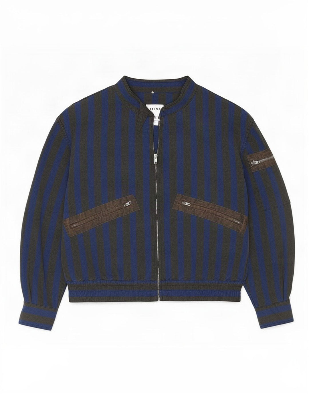 Vintage Damen Bomberjacke UK 18 XL Blau gestreift