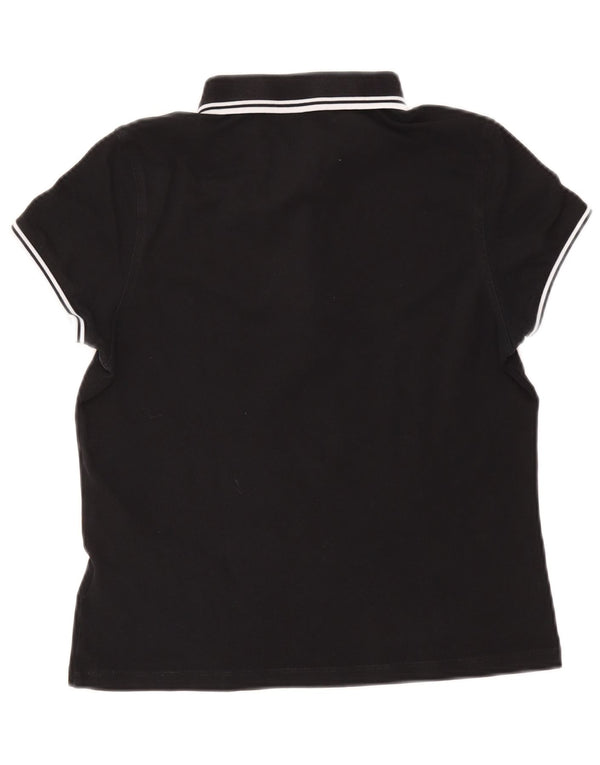 Fred Perry Damen Poloshirt UK 14 Große schwarze Baumwolle
