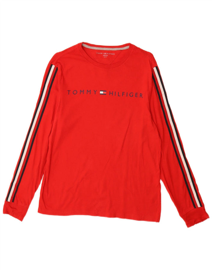 Tommy Hilfiger Herren-Oberteil mit Grafik, langärmlig, klein, rot, Baumwolle