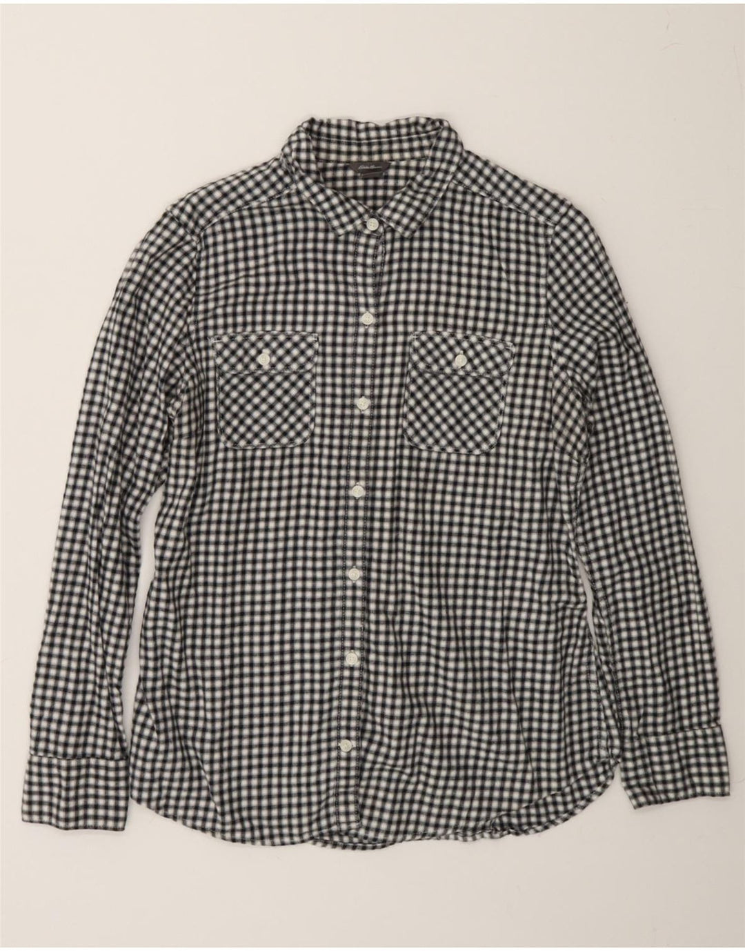 EDDIE BAUER Womens Flannel Shirt UK 14 Medium Black Gingham Vintage Eddie Bauer and Second-Hand Eddie Bauer from Messina Hembry 