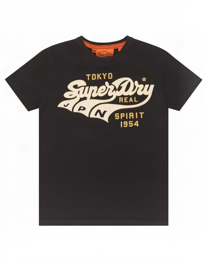 Superdry Herren Grafik-T-Shirt-Oberteil aus mittelschwarzer Baumwolle