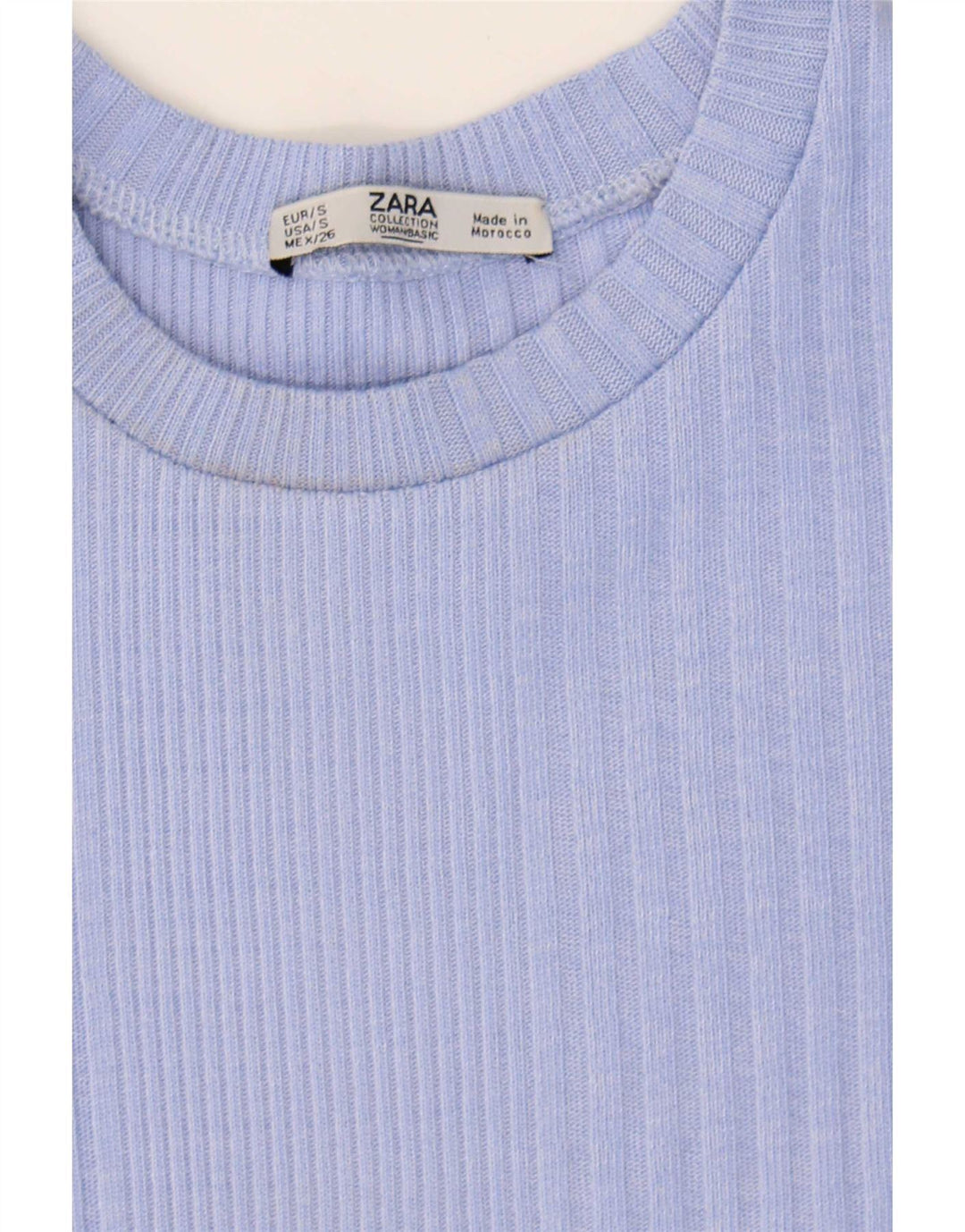 Zara Damen Crop Asymmetric Bluse Top UK 8 Small Blau
