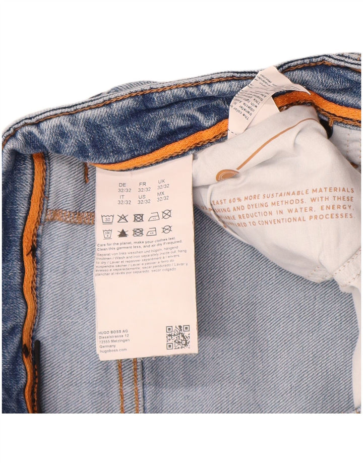 Hugo Boss Herren Distressed Slim Jeans W32 L32 Blaue Baumwolle