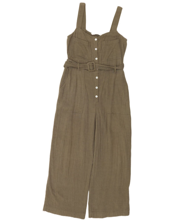 Zara Damen Ärmelloser Overall UK 10 Small Khaki