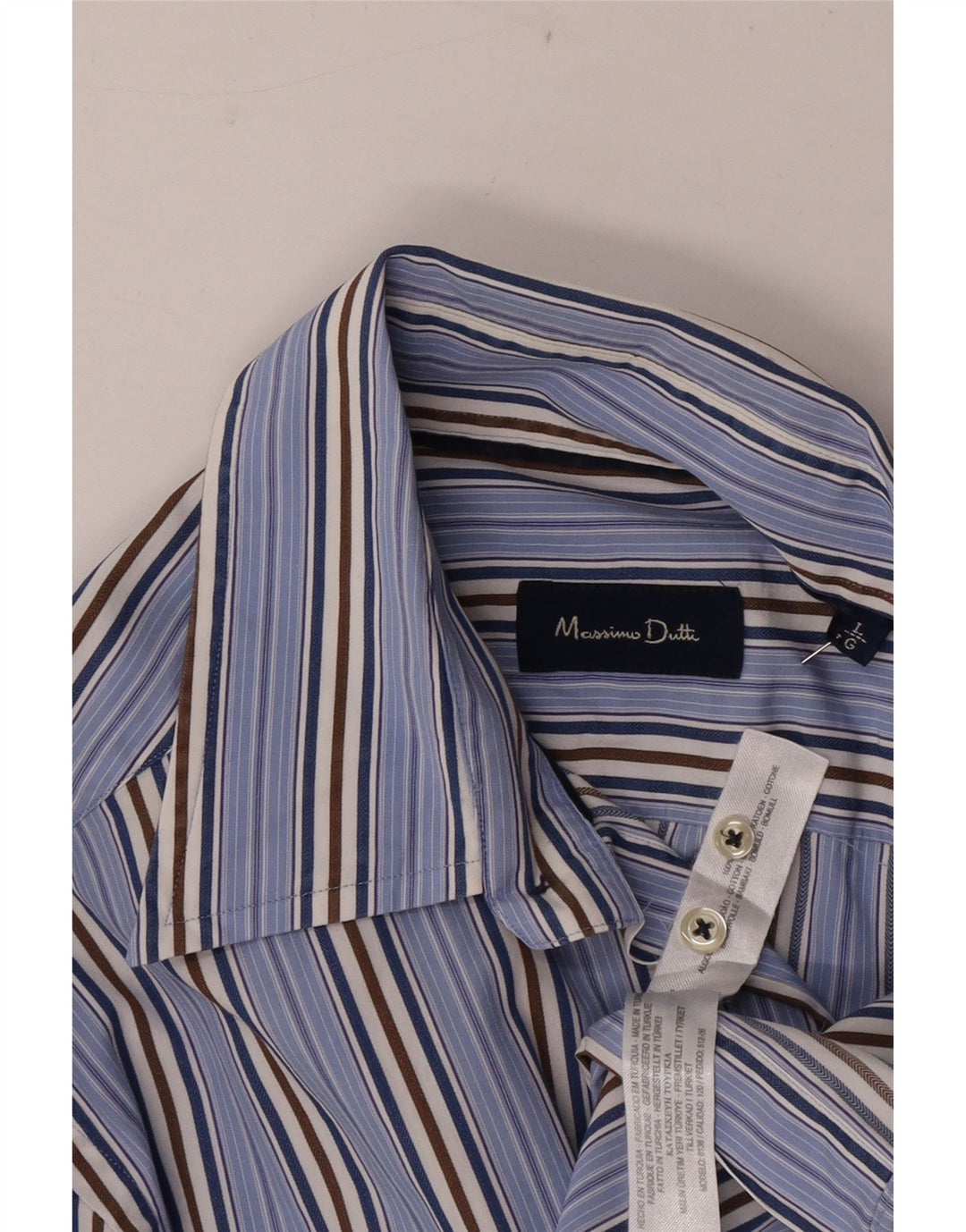 Massimo Dutti Herrenhemd, groß, blau gestreift, Baumwolle