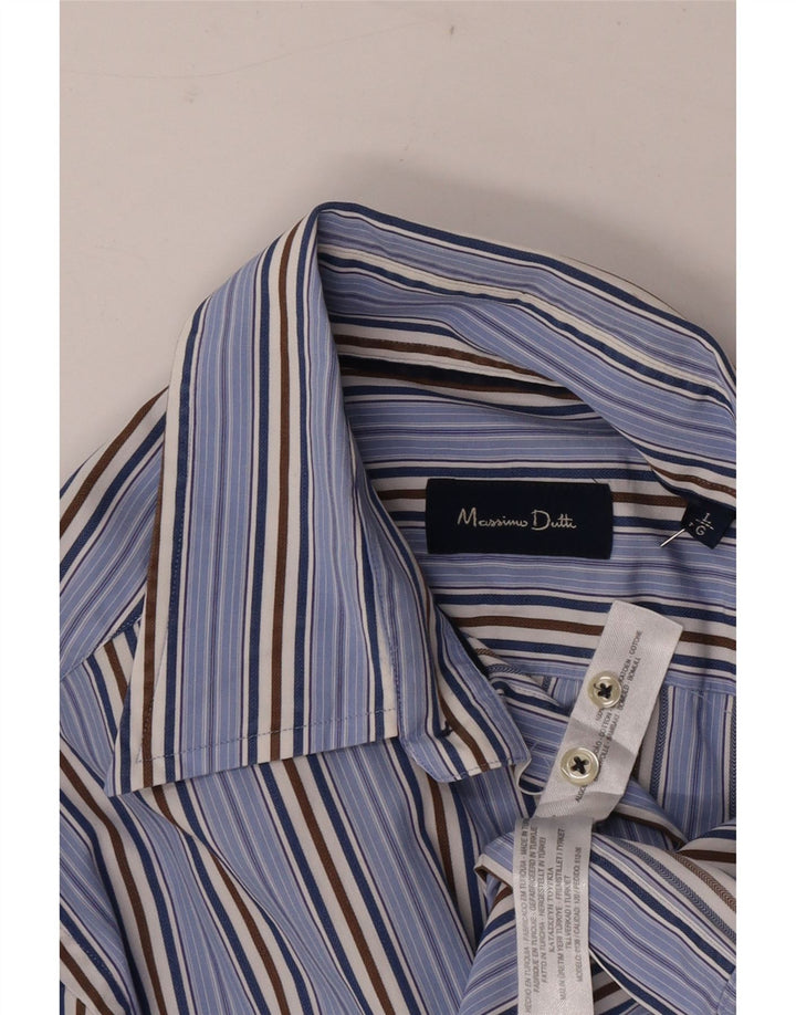 Massimo Dutti Herrenhemd, groß, blau gestreift, Baumwolle