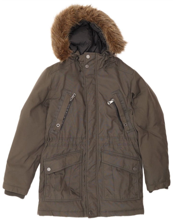 Esprit Herren-Parka mit Kapuze, UK 38, Mittelgrau